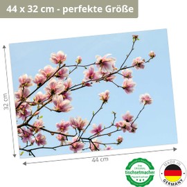 Place Mat I Place Mat - Spring - Magnolia in Full Blossom - 12 Pieces Made of High-Quality Paper in Storage Folder - The Special Table Decoration for Spring and Easter