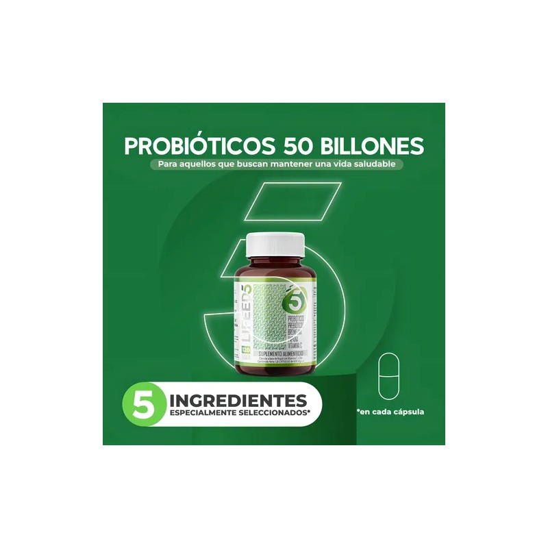 120 Cápsulas Probióticos 50 Billones Prebióticos Enzimas Sabor 120 cápsulas