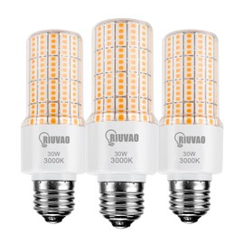 RIUVAO LED Corn Light Bulb 300w Equivalent 3750Lumen 3000K Cool Daylight White 30W E26/E27 Base Ceiling Fan Led Light Bulb for Home Garage Warehouse Indoor Outdoor Led Corn Bulb Pack of 3