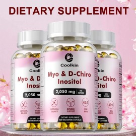 coolkin 120pcs Myo & D-Chiro Inositol 2050mg-Women Hormone Balance Support,Manage Stress - Three bottle-Best choice