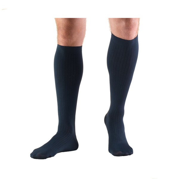 Truform Compression Socks, 8-15 mmHg, Men's Dress Socks, Knee High Over Calf Length, Navy, Large (8-15 mmHg) (1942NV-L)