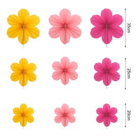 Pack of 9 Tissue Paper Pompoms, Party Decoration, Paper Pompoms, Garland, Tissue Flowers Paper Fans Decorative Paper Flower Pom Poms Paper for Table Decoration, Birthday, Party, Carnival