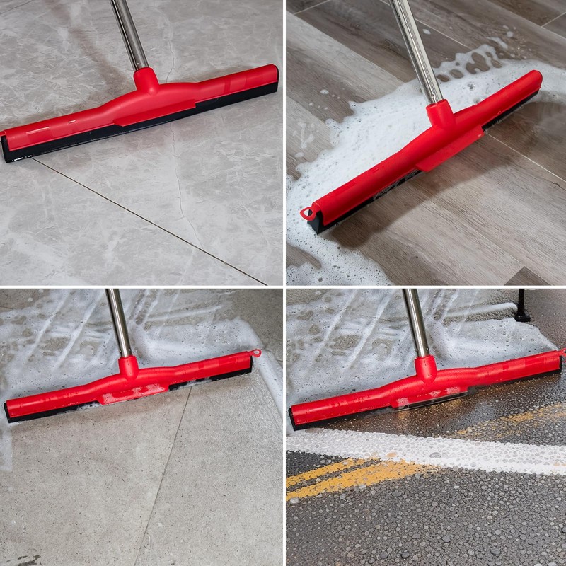 Floor Squeegee Scrubber Adjustable & Detachable Stainless Steel Handle Heavy