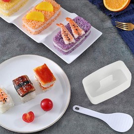 AYCCNH 1 Pack Non Stick Musubi Maker Press with Small Rice Paddle, Sushi Making Kit Onigiri Mold Luncheon Meat Press Hawaiian Musubi Maker Mold (White)