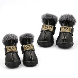 Small Dog Boots, Puppy Winter Shoes, Pet Waterproof Paw Protectors for Snow/Ice Pavement(Color: Black,Size: 7)
