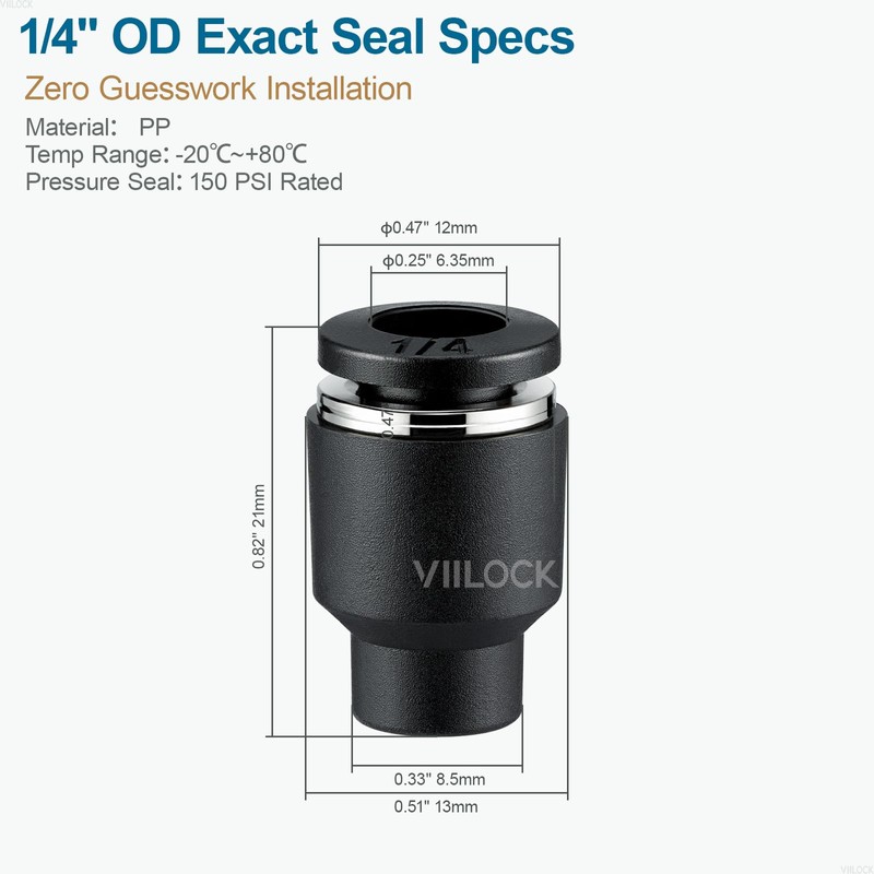 VIILOCK 10pcs Push to Connect Cap Plug Fitting, 1/4” Tube