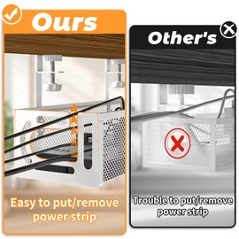 2 Pack Under Desk Cable Management Tray, Cable Organizer, Cable Management Box, Cord Organizer for Desk, Under Desk Storage for Office Home - No Drill to Desk Cable Raceway