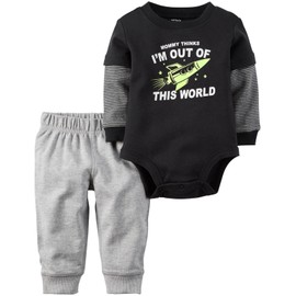 Carter's baby-boys Bodysuit Pant Sets 121g838, Stripe Heather, 12 Months