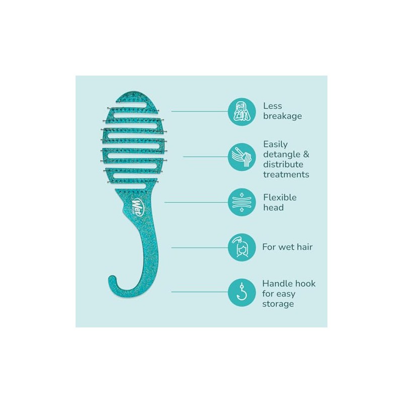 WET BRUSH, Shower Detangler, Green Glitter, Cepillo Desenredante para Baño,