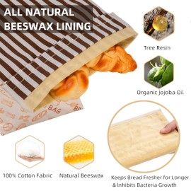 GDDAY Beeswax Bread Bags for Homemade Bread,Reusable Beeswax Bags for Sourdough,Cotton Linen Food Storage Bag to Keep Fresh - Extra Large 2 Pack