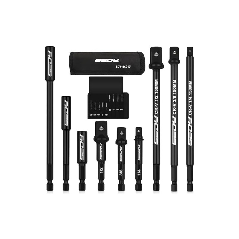 9-Piece Impact Socket Adapter Set, 1/4" 3/8" 1/2" Driver Socket