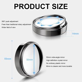 2Pcs Blind Spot Mirrors For Cars,Blindspot Mirrors for car,360° Rotate Sway Silver HD Glass Round Curved Convex Wide Angle Mirror,Universal Car Blind Spot Mirror for Car SUV Trucks Traffic Safety