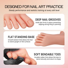 Beauticom® Flexible Movable Soft Silicone Foot Model for Nail Art Practice Training Tool