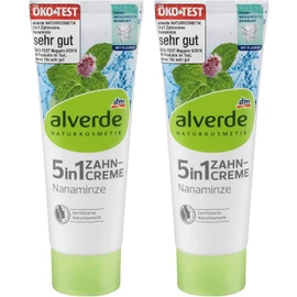2 x alverde Natural Cosmetics Toothpaste 5-in-1 Nanaminze 75 ml