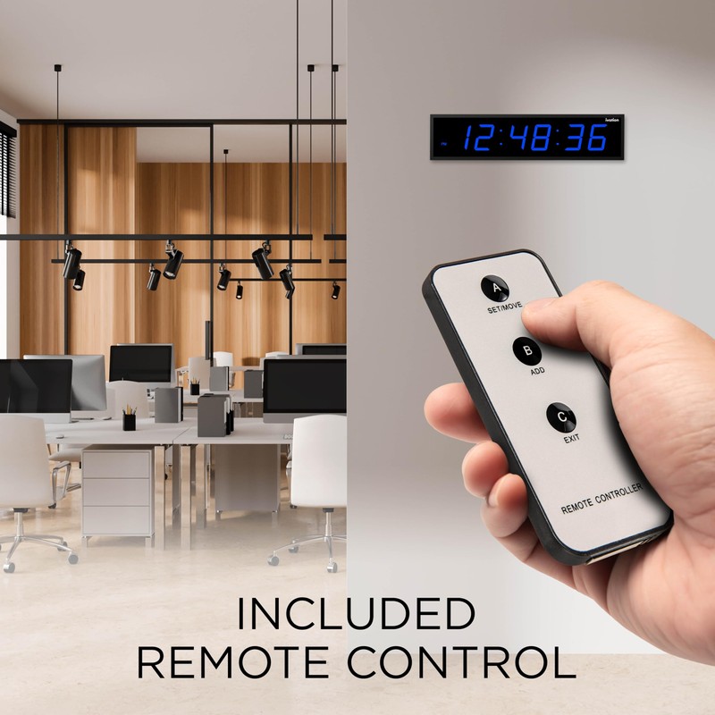 Ivation Oversized Large Digital Wall Clock - Big LED Digital