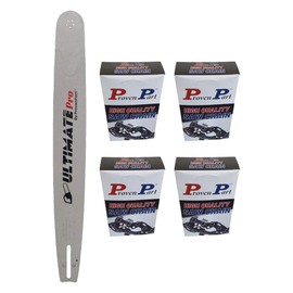 Proven Part 20" Chainsaw Guide Bar 208RNDK095 With 4 Chains 3/8" .058" 72 Drive Links RN UH