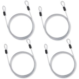 Pack of 4 Wire Rope Security Cable Lock Steel Cable with Eyelets Security Stainless Steel Cable Steel Cable Anti-Theft Rope Steel Cable with Carabiner for Garden Furniture, Bicycle (1.5 m x 2.5 mm)