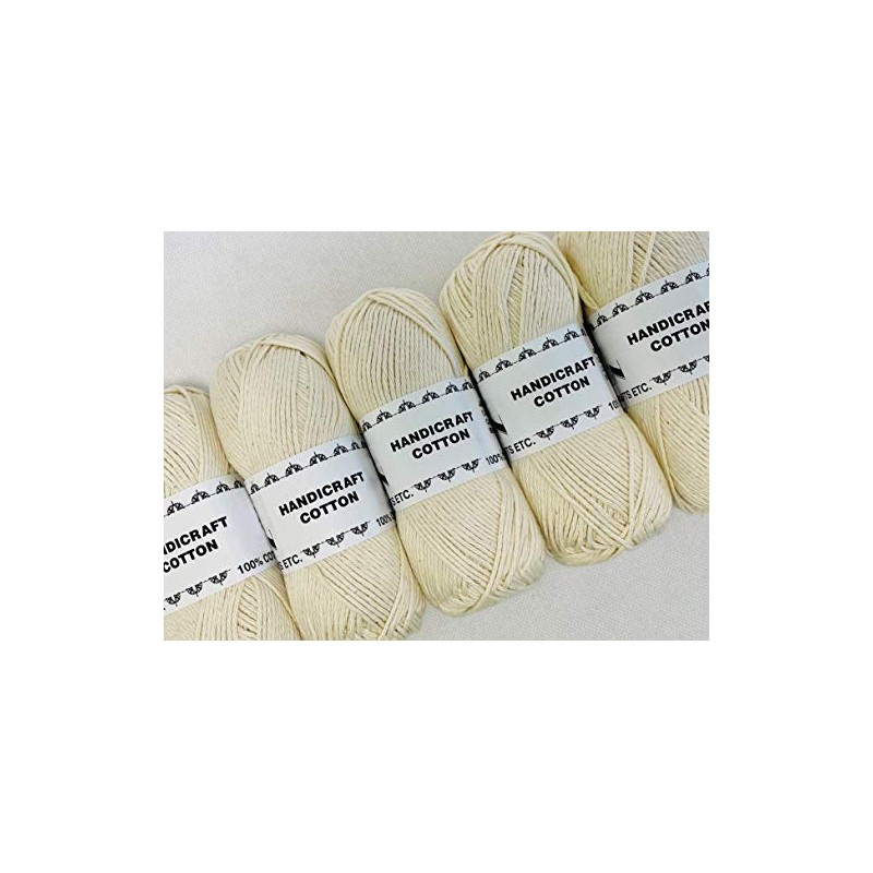 5 x 100g Dishcloth / Craft Cotton Yarn - (Cream)