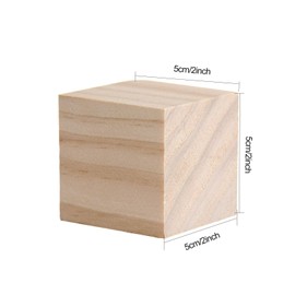 HOZEON 60 PCS 2 Inches Wooden Cubes, Natural Unfinished Wood Blocks, Strong and Durable Wood Square Blocks for Painting, Puzzle Making, Decorating, Crafts and DIY Projects
