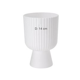 Plastic Flower Pot, Flower Pot, Chalice with Grooves, 3D (White, M-14 cm)