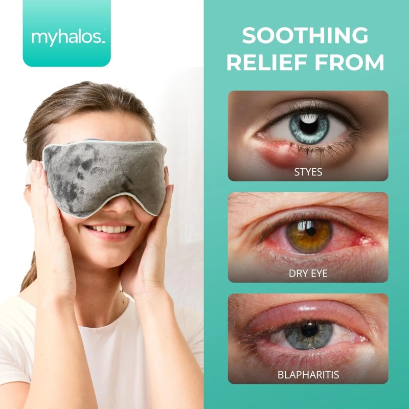 MyHalos Heated Eye Mask Dry Eyes Steam Warm Compress for