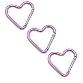 NYANDELMO Carabiner Heart Key Holder, Ultra Small Carabiner, Prescription Color, Colorful, Bag Charm, Multi-functional, Set of 3, Light Pink