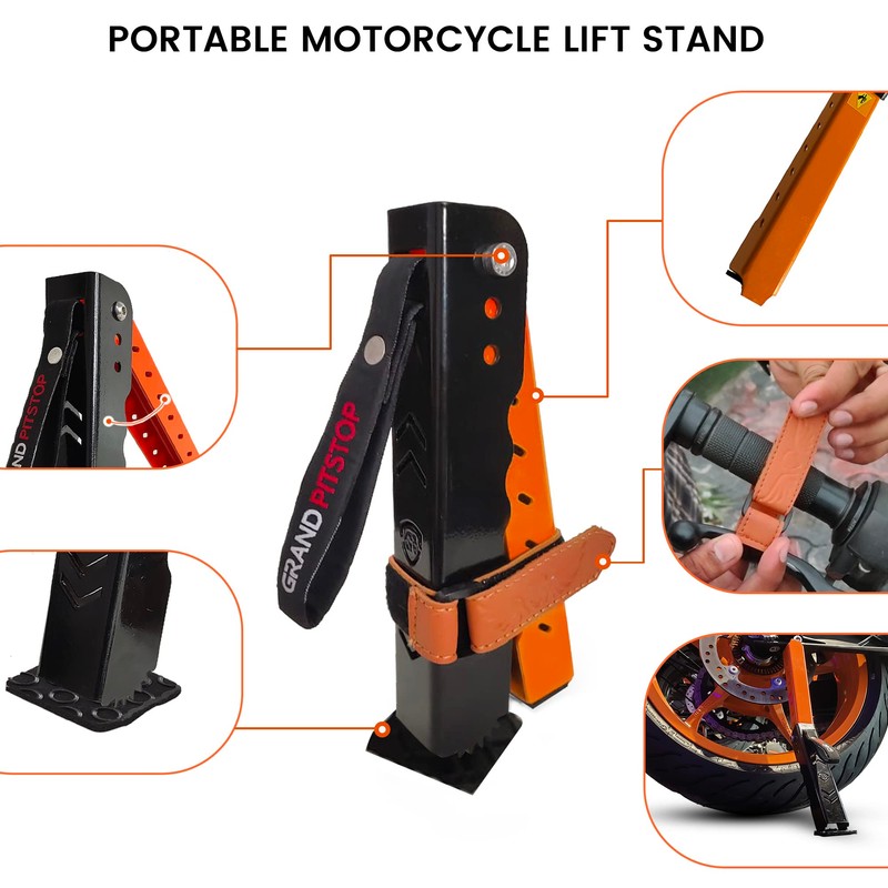 GRAND PITSTOP Motorcycle Maintenance Stand, Portable & Compact Lift Stand