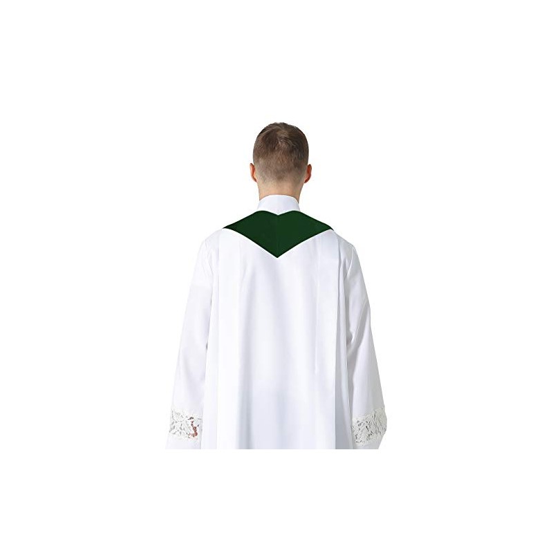 IvyRobes Unisex Adults Overlay Clergy Stole Plain Solid Emerald Church