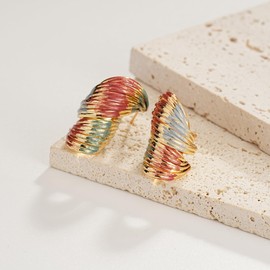 Sylph Chunky Gold Plated Textured Earrings for Women Colorful Twisted Hoops Earrings Dainty Colourful Trendy Stud Earrings