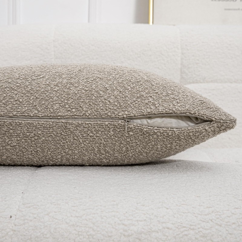 Decorative Textured Boucle Pillow Covers 20 x 20 Inch Neutral