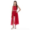Speechless Girls' High Neck Romper Maxi Walk-Through Party Dress, Red