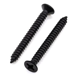 Glvaner #14 x 2 inch Stainless Steel Flat Phillips Drive Self Tapping Screws, Black Coated, 304 Stainless Steel 18-8, Flat Head Wood Screws Sheet Metal Tek Screws, 20 pcs