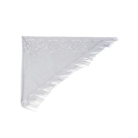 Women Triangle Lace Embroidered Tassel Shawl Scarf Wraps Fringed Cape For Wedding Bridal Evening Dresses Party Grey
