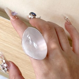 PINK TOWN Resin Chunky Ring for Women Transparent Acrylic Chunky Rings Big Multicolor Knuckle Plain Rings Fashion Y2k Statement Rings Cute Acrylic Chunky Ring Jewelry, Resin, No Gemstone