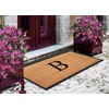 A1HC Natural Coir Monogrammed Doormat for Front Door, 24x48, Anti-Shed
