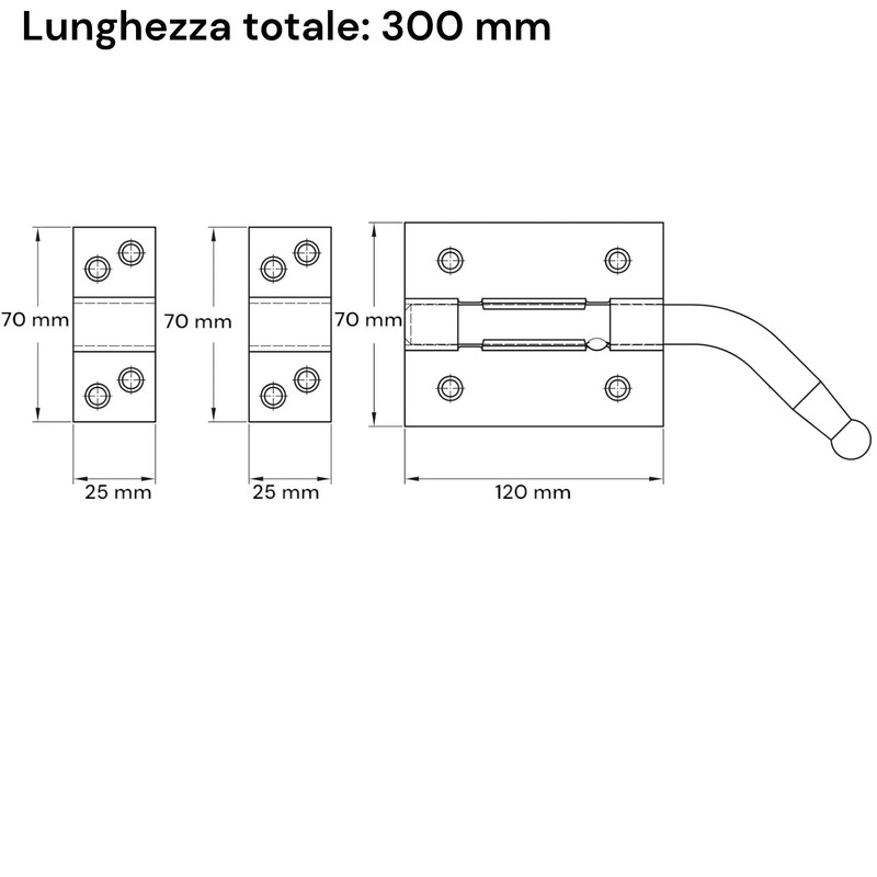 Schieberiegel, 300 mm, Türriegel aus Eisen, Riegel für Schuppen, Scheune,