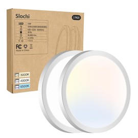 Slochi 2Pack 6.5Inch Flush Mount LED Ceiling Light Fixture White, 3000k/4000k/6500k 3 Color Selectable Ceiling Lamp, 12W 1200LM Flat Round Low Profile Ceiling Light for Kitchen Bedroom Hallway Porch