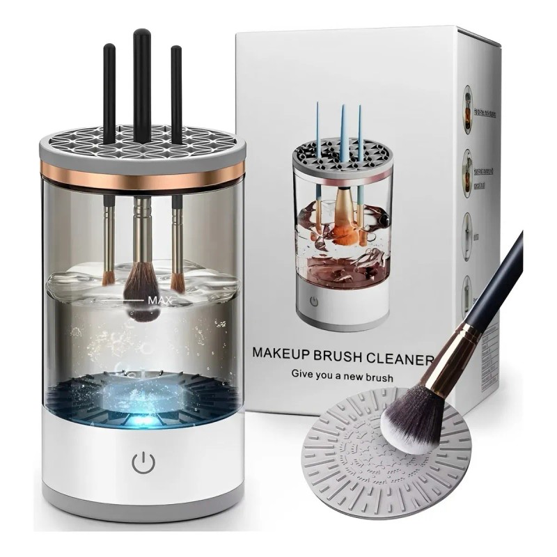 Limpiador Automatico Pinceles Brochas Maquillaje Electrico Color Blanco