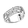 Treble Clef with Musical Notes in Sterling Silver Wavy Band