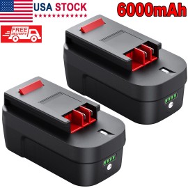Powerextra 1-2Pcs 6.0Ah Lithium Battery For Black & Decker HPB18 18Volt HPB18-OPE 244760-00 - 2 Pack
