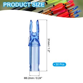 MECCANIXITY Archery Arrow Nocks Plastic Carbon Arrow Inserts .244"/6.2mm for DIY Hunting Shooting Compound Recurve Bow(Transparent Blue, Pack of 30)