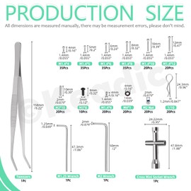 Keadic 294-Piece Universal RC Screw Kit Screws Assortment Set, RC Repair Tool Set, Precision Hardware and Tool Set, for Hardware Fixings C10