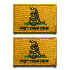 Pack of 2 Yellow "Don't Tread On Me" Flag Patch Removable Patches with Embroidery Closure Tactical Military Patch Applique for Clothes Nylon Backpacks Jacket Jeans Bags Vest Dog Harness