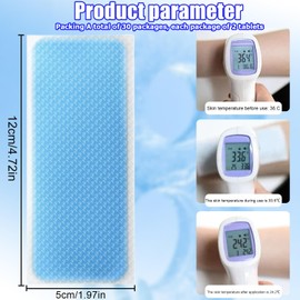 HOMURY Pack of 60 Cooling Plasters Fever Plasters: 12 cm x 5 cm Cold Pack Gel, Physical Cooling Stickers, Herbal Cooling Plasters, Heat Stroke Cooling Plasters for Instant Cold Compress, Fever