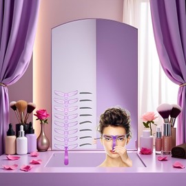 Eyebrow Stencils, DIY Eyebrow Template, Eyebrow Shaping Kit, 8 Styles Reusable Eyebrow Stencil with Handle and Strap, Washable, Eyebrow Color