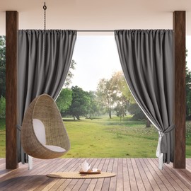 Eurofirany GARDEN Outdoor Curtain with Rod Pocket - 1 pc. Sun Protection, Privacy Screen, Windproof, Waterproof Curtain for Patio, Gazebo, Pergola, Porch, W61 x L79, Dark Grey