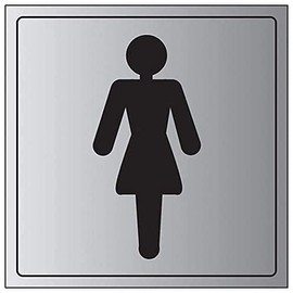 V Safety General Door-Ladies Toilet Sign - 150mm x 150mm - 3mm Brushed Alu Comp