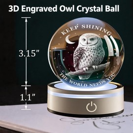 Owl Light,Figurines in Crystal Lamp 3.15In(80mm) 4 Colors Changing with Plastic LED Base ,Thank You Gift for Doctor,Friendship Gifts,Graduation Gift for Friends,Couple Gifts for Him Birthday Owl Gifts