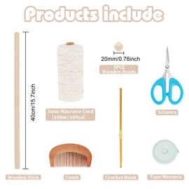 FREEBLOSS DIY Macrame Kit for Adults Beginners Bohemian Macrame Wall Hanging Ornament Creative Boho Macrame Wall Art Macrame Tapestry Gift for Mom Girls