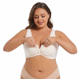 MissCurvaty Women's Comfort Cotton Pocket Plus Size Everyday Sleeping Non Padded Wirefree Mastectomy Bras (Nude,3X-Large)